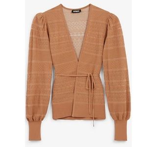 Express - Tan Multi Stitch Balloon Sleeve Cardigan